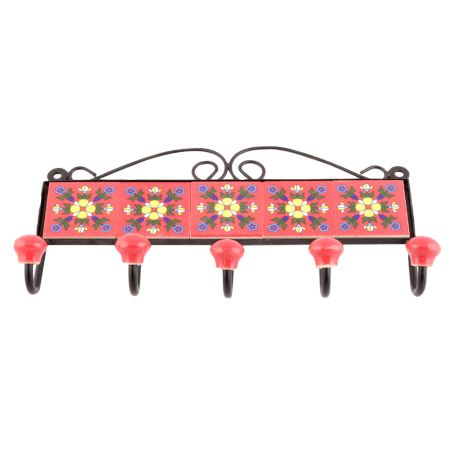 Red Yellow Tiny Flower Tiles Hooks